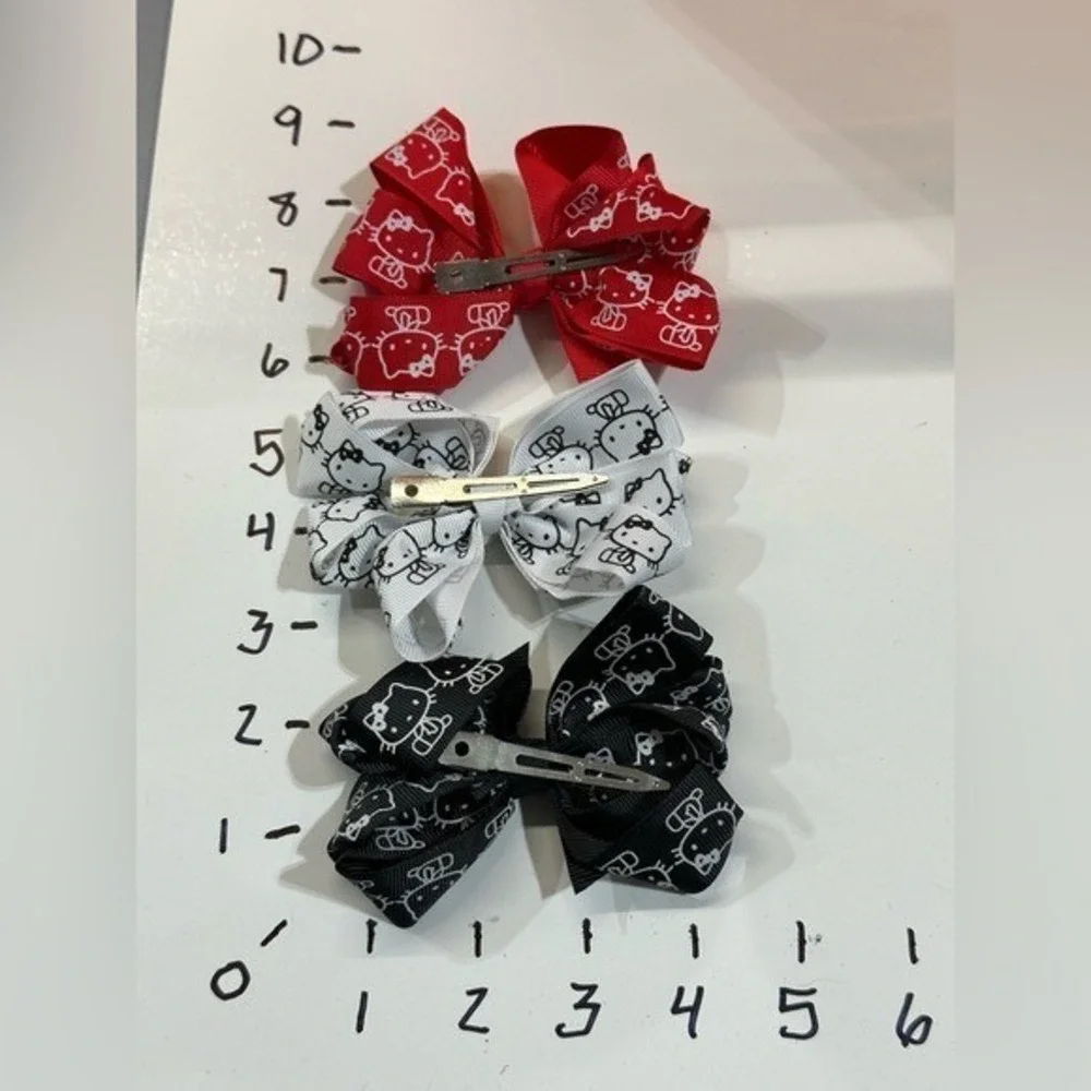 NEW Hair Accessories set of 3 hello kitty‎ bows red black white